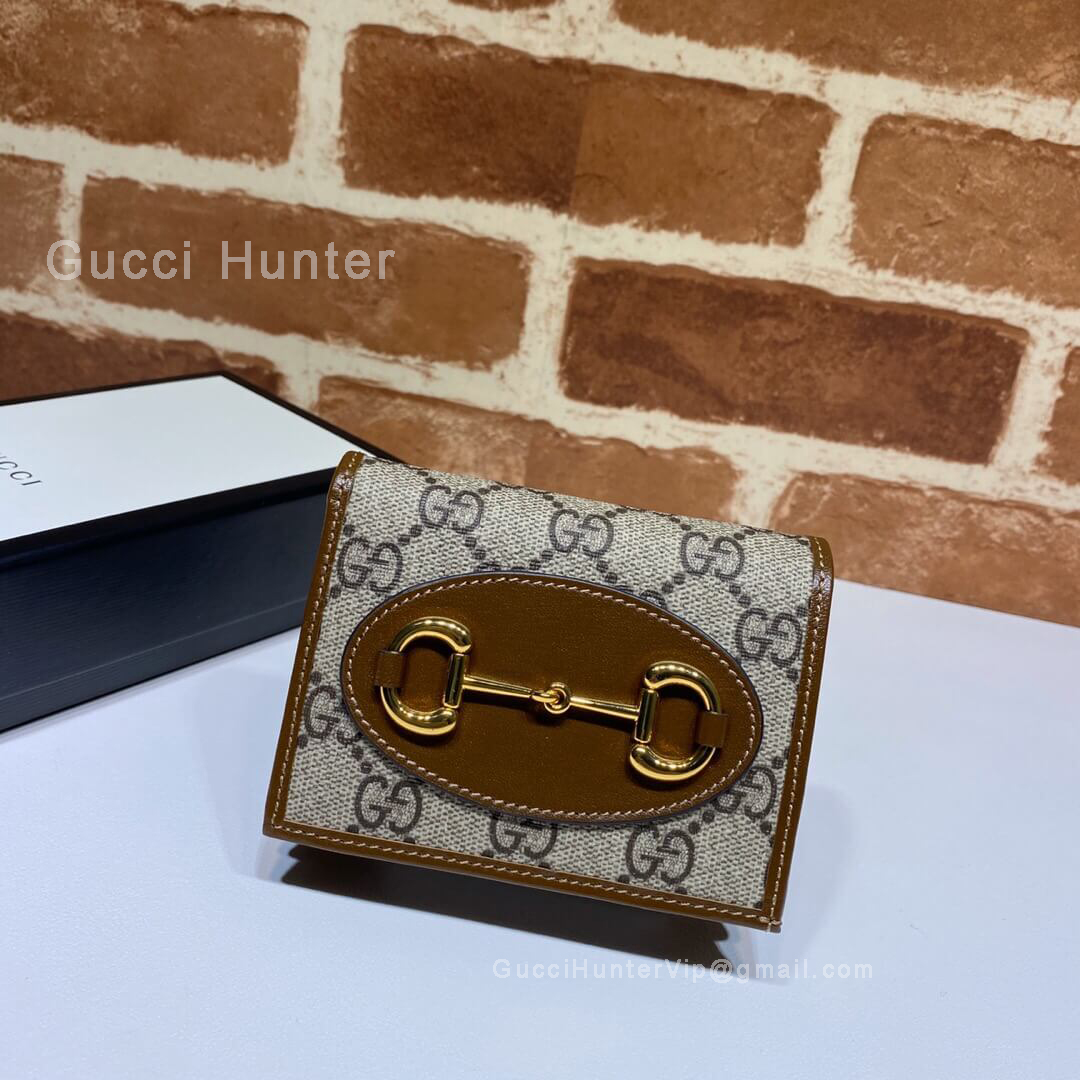 Gucci Horsebit 1955 GG Supreme Card Case Wallet Brown 621887
